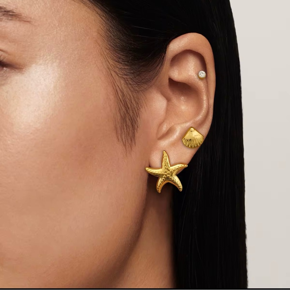 Gold Starfish Statement Earrings